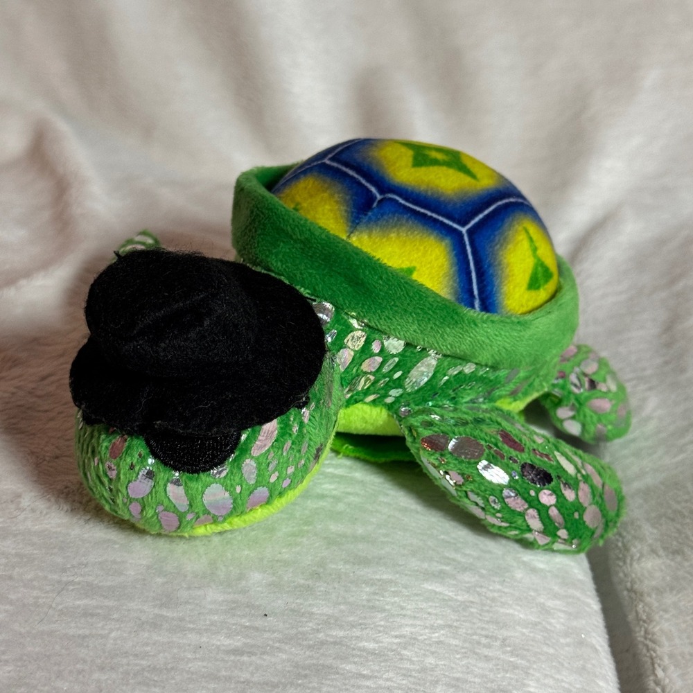 Green Iridescent Turtle w/ Black Top Hat Books Are Fun Magnetic‎ Shoulder Sitter